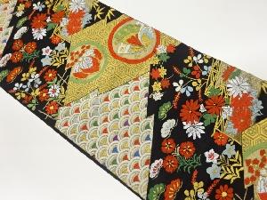 松皮菱に草花・古典柄模様織出し袋帯